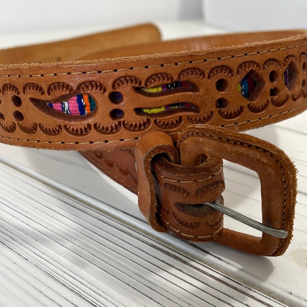 VINTAGE ETHNIC Leather belt , Size 30